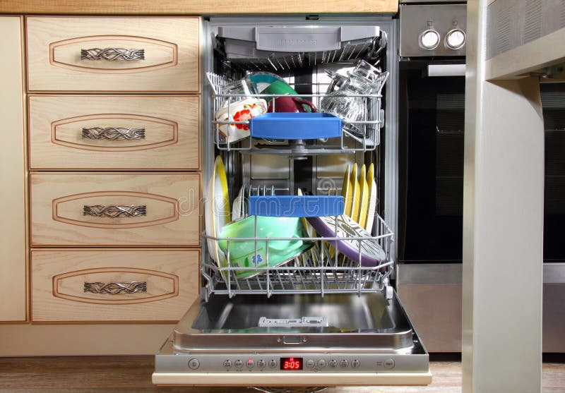 Kitchen Dishwasher in Interior Stock Image Image of cleanse, dish