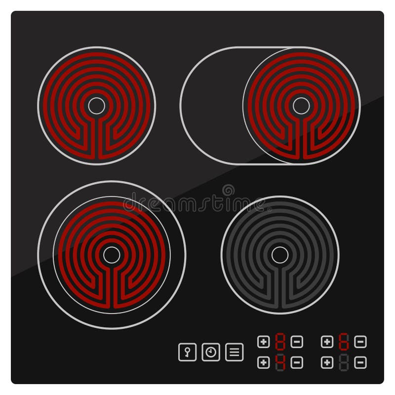 Kitchen Electric hob with ceramic surface and touch control panel royalty free illustration