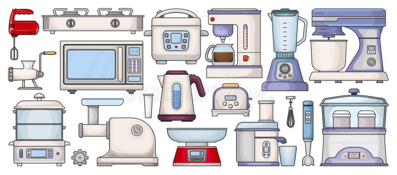 Realistic Household Kitchen Appliances Icon Set Stock Vector - Illustration  of appliance, kettle: 117220560