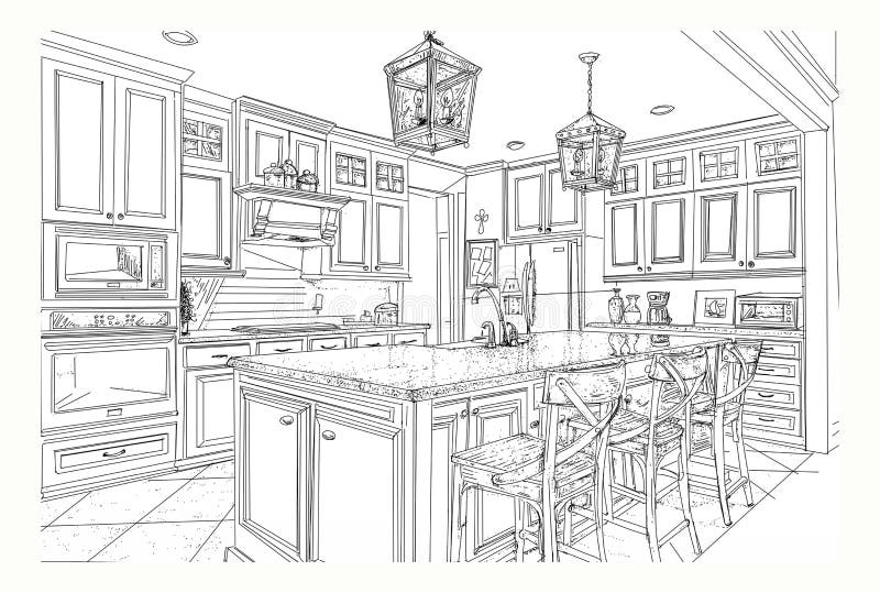 Kitchen island stock vector. Illustration of interiors ...