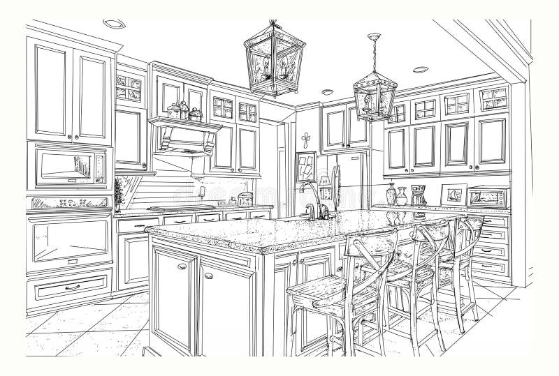 Kitchen island stock vector. Illustration of interiors 14125618