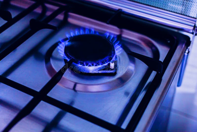Kitchen Gas Stove, Burner with Blue Flame Stock Image Image of heat, burner 251458071