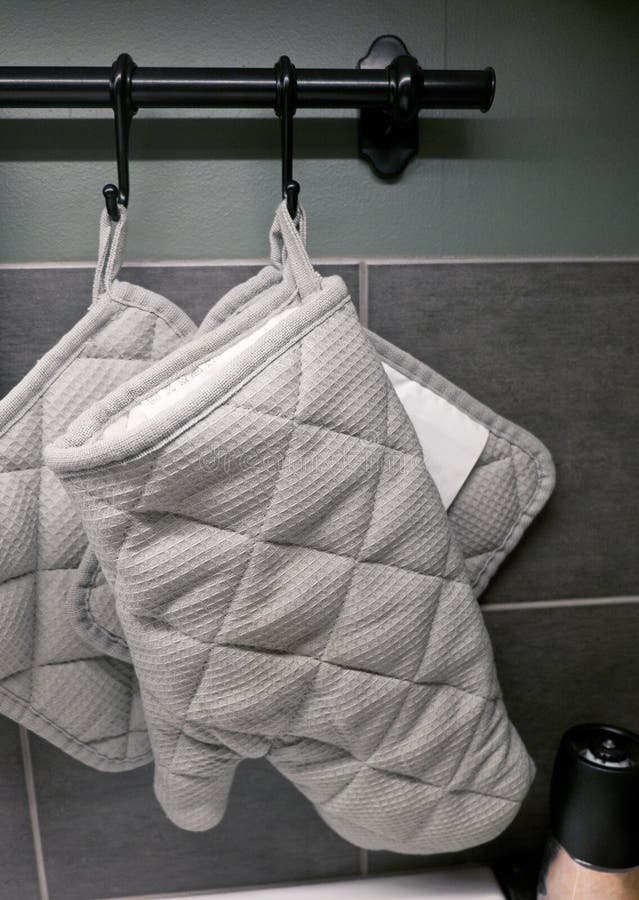 Kitchen Glove and Potholder Hung on Wall Stock Image Image of bake