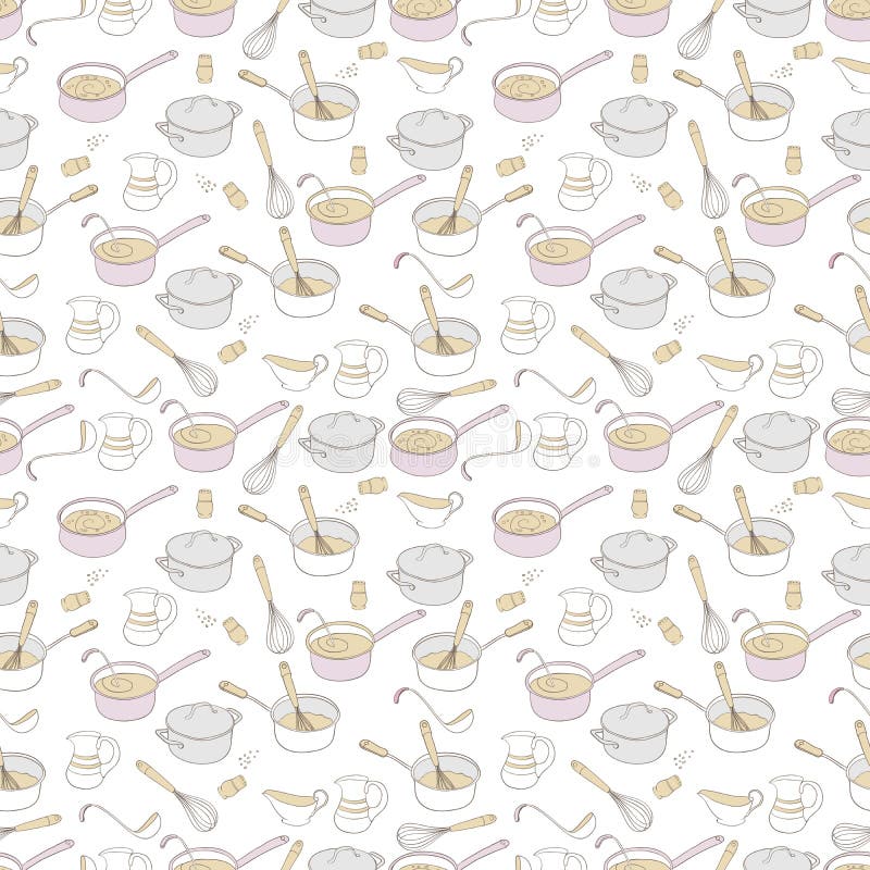 Kitchen House Design Seamless Background Texture Stock Vector