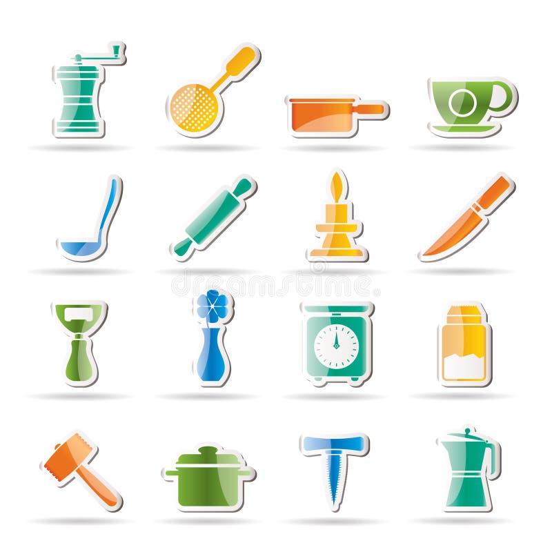 Kitchen and household tools icons