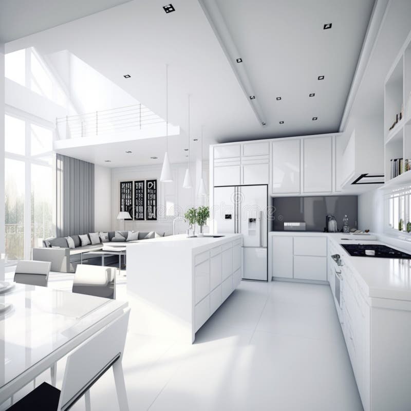 Kitchen Interior Design Ai Generative Stock Illustration Illustration