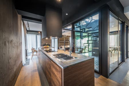 View of Luxury 1 BR, BA modern rustic penthouse suite in the  of downtown Blue ...