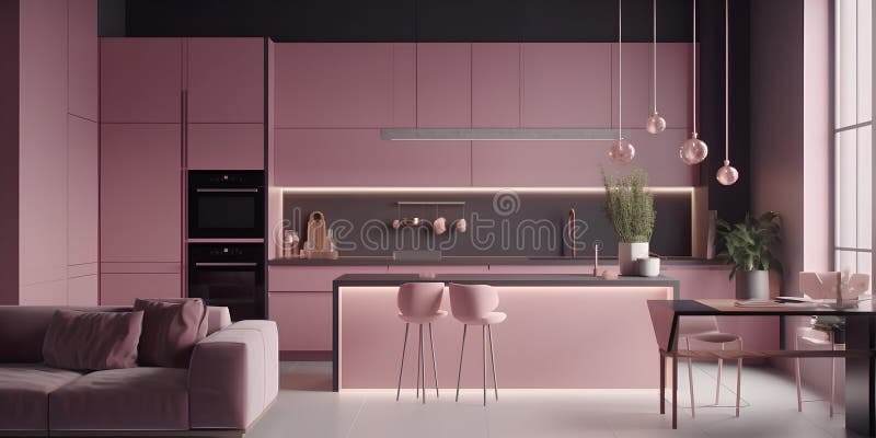 La cucina rosa un grigio colori.