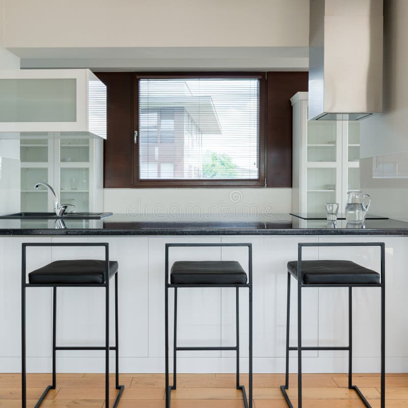 Kitchen Island with Black Countertop Stock Image Image of estate