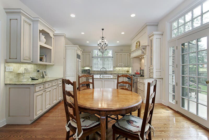 Kitchen with Island and Eating Area Stock Image Image of living