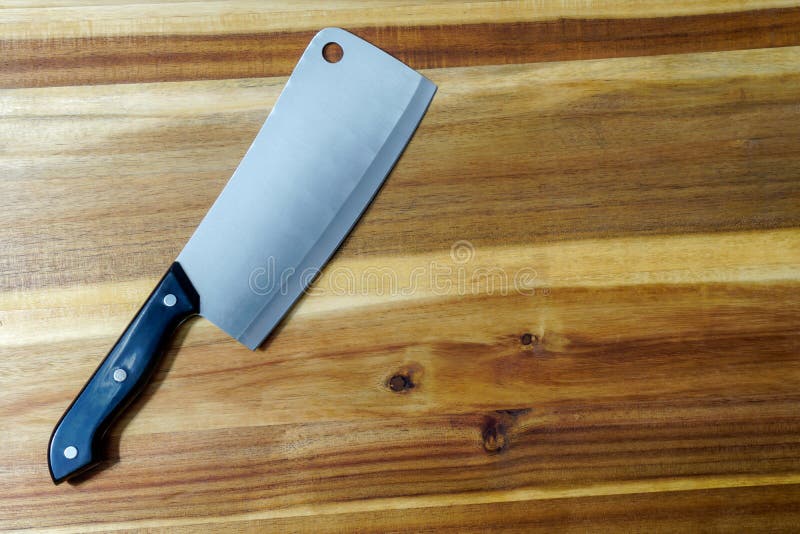 Kitchen Knife or Cleaver Lies on a Cutting Board Stock Image Image of cooking, detail 262734669