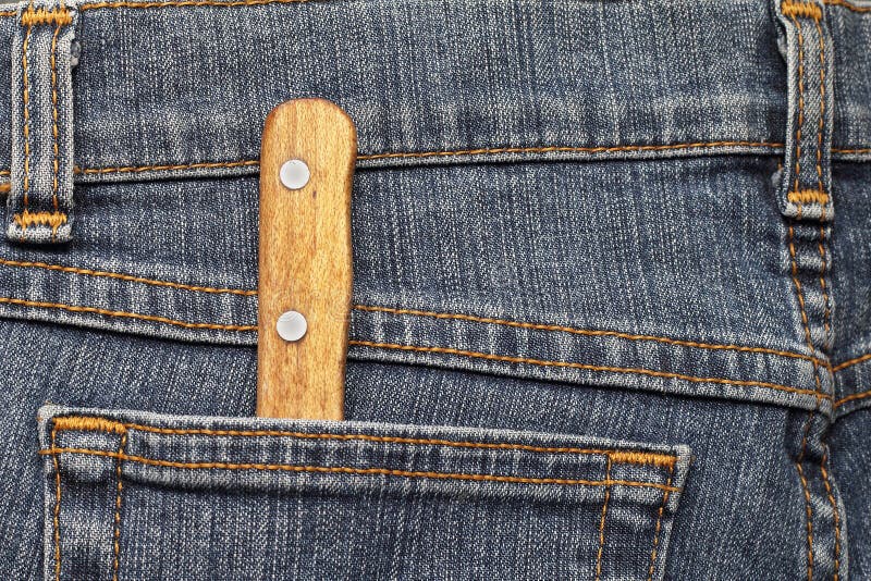 Pocket Knife In Jeans Pocket Stock Image Image of fabric, detail 643899