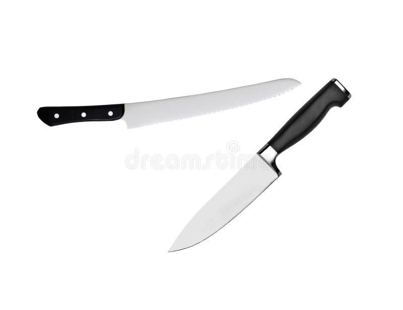 Kitchen knifes on a white background royalty free stock photos