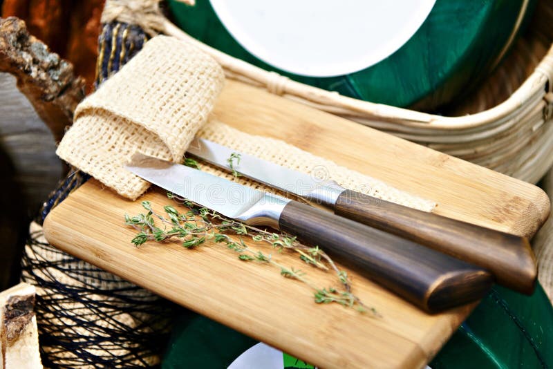 Kitchen Knives on Cutting Board Stock Photo Image of healthy, nature