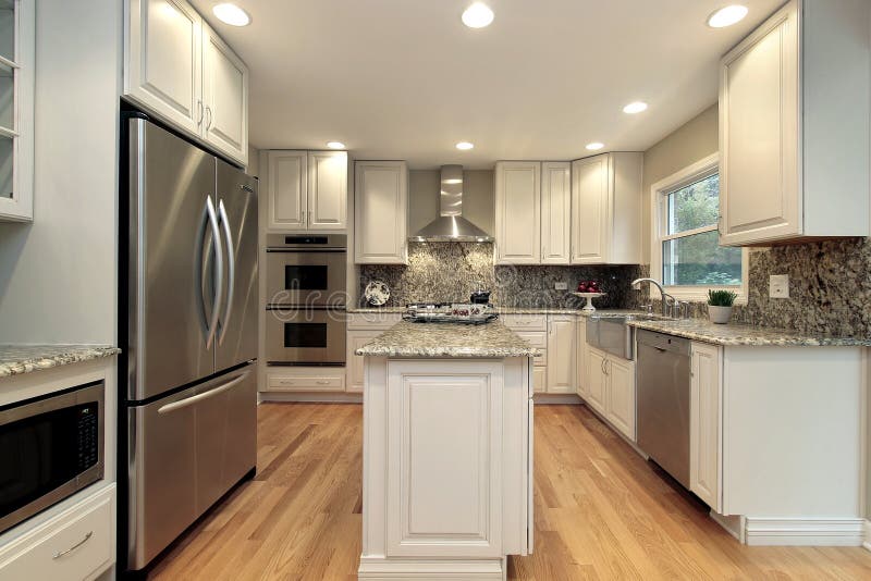 Kitchen with Light Colored Stock Photo Image of appliance