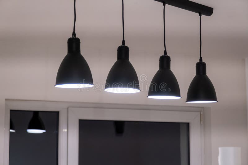 Kitchen Light Elements, Lamps. Black Dome Lamps. Bright Renovated