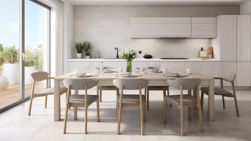 Kitchen light grey wood stock illustration