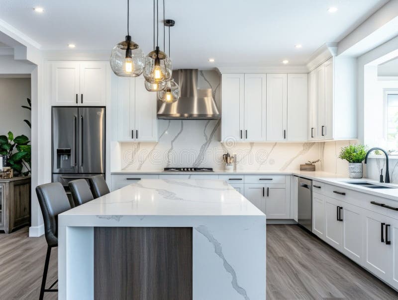 Kitchen with Marble Countertop royalty free stock photography