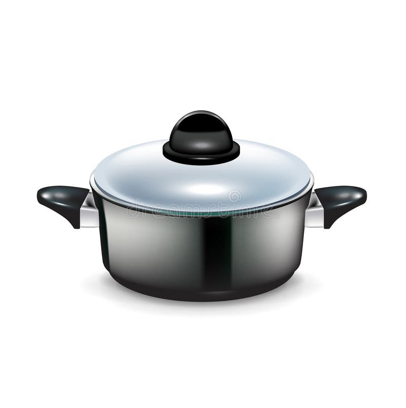 Kitchen Pot with Handles and Glass Cap Stock Vector Illustration of