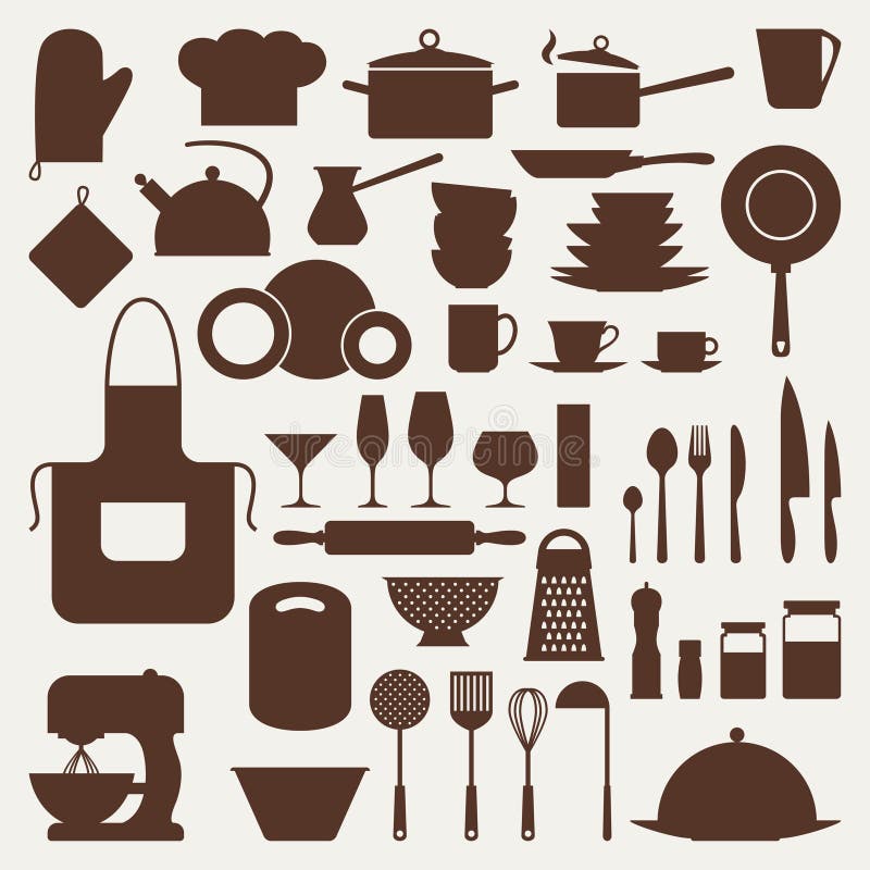 Kitchen and restaurant icon set of utensils