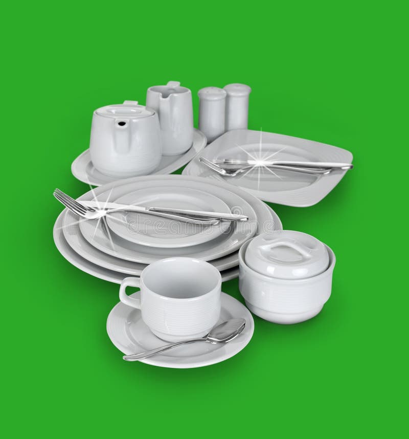 Kitchen Set of Cups, Plates and Glasses Stock Image Image of china