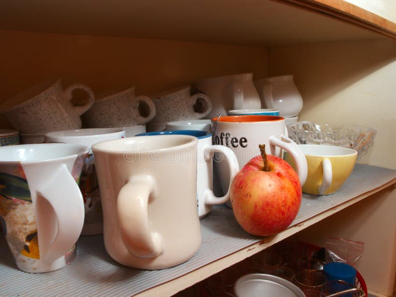 Kitchen Shelf with Tea Cups Stock Photo Image of home, kitchenware