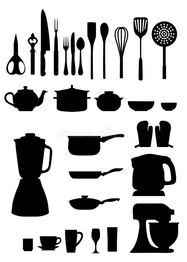 Kitchen silhouettes stock vector. Illustration of ...

