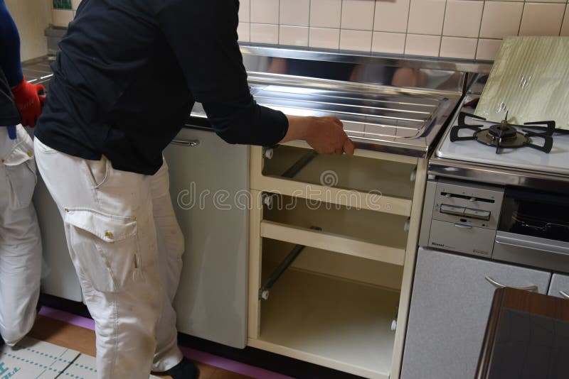 Kitchen Sink Replacement Work Stock Photo Image of repair