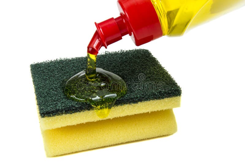 Kitchen Sponges and Dishwashing Liquid Stock Image Image of flow