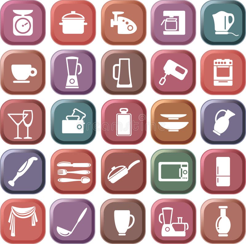 Kitchen symbols stock vector. Illustration of drink, icons 8726397