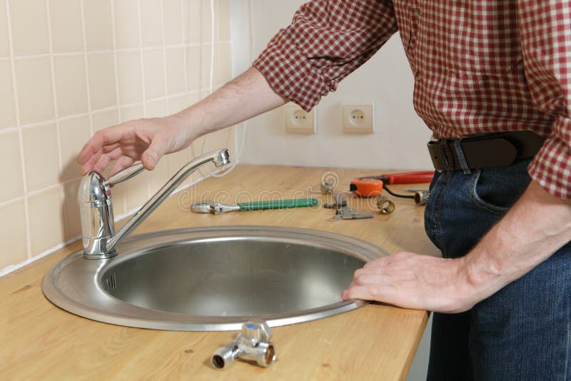 Installation of drain stock photo. Image of installing 15938574