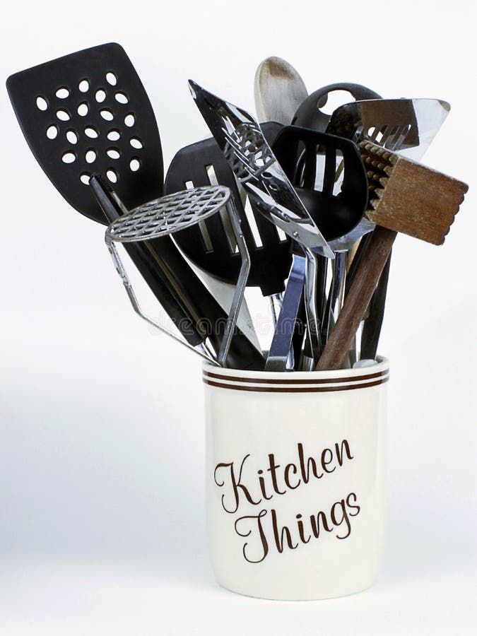Kitchen Utensils in a Utensil Holder Stock Image Image of holder