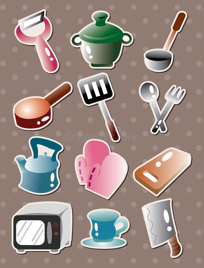Kitchen tool stickers stock vector. Illustration of funnel 26798507