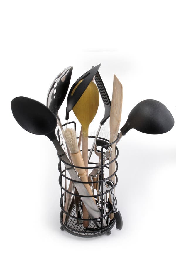 Kitchen Utensils in a Utensil Holder Stock Image Image of holder
