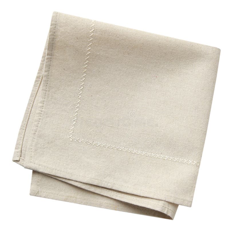 Burlap Kitchen Towel Isolated on White.Beige Folded Napkin,tablecloth ...