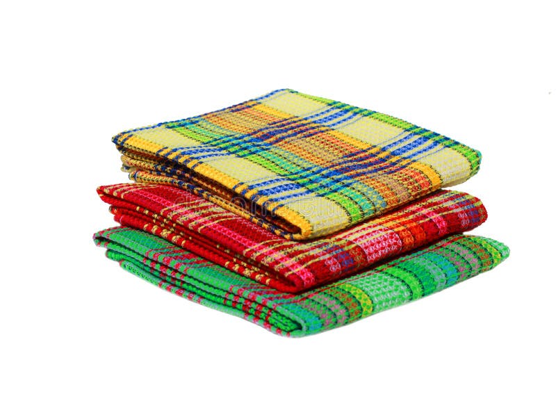 Stack Of Neatly Folded Colorful Kitchen Towels, On White Background. Stock  Photo, Picture and Royalty Free Image. Image 91284583.