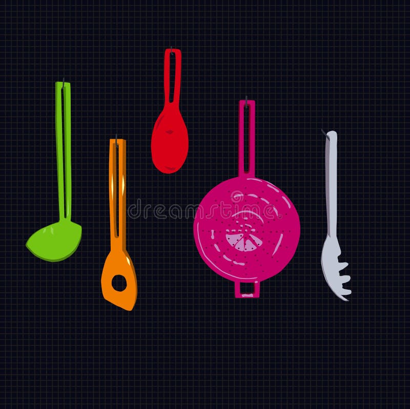 Coloured utensils stock vector. Illustration of colors 4412095
