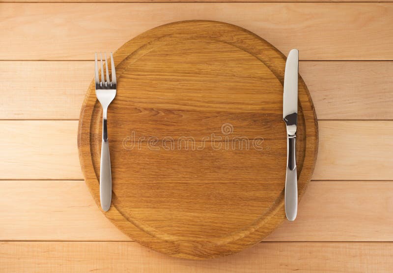 Kitchen Utensils at Cutting Board on Wood Stock Image Image of