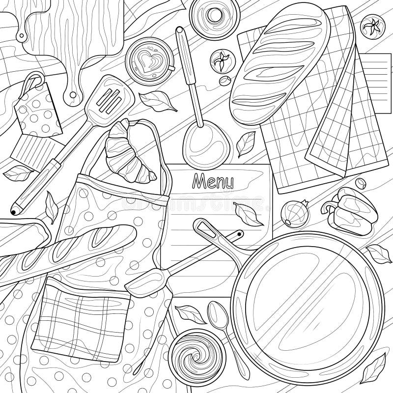 Printable Grill with Utensils Coloring Page