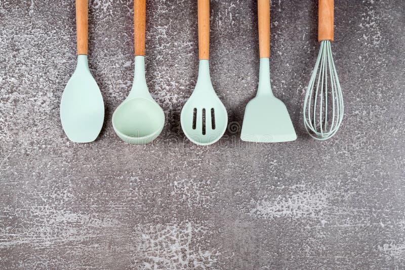 Kitchen Utensils, Home Kitchen Tools, Mint Rubber Accessories on Dark