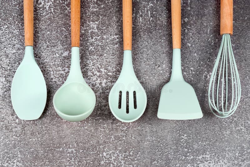 Kitchen Utensils, Home Kitchen Tools, Mint Rubber Accessories on Dark