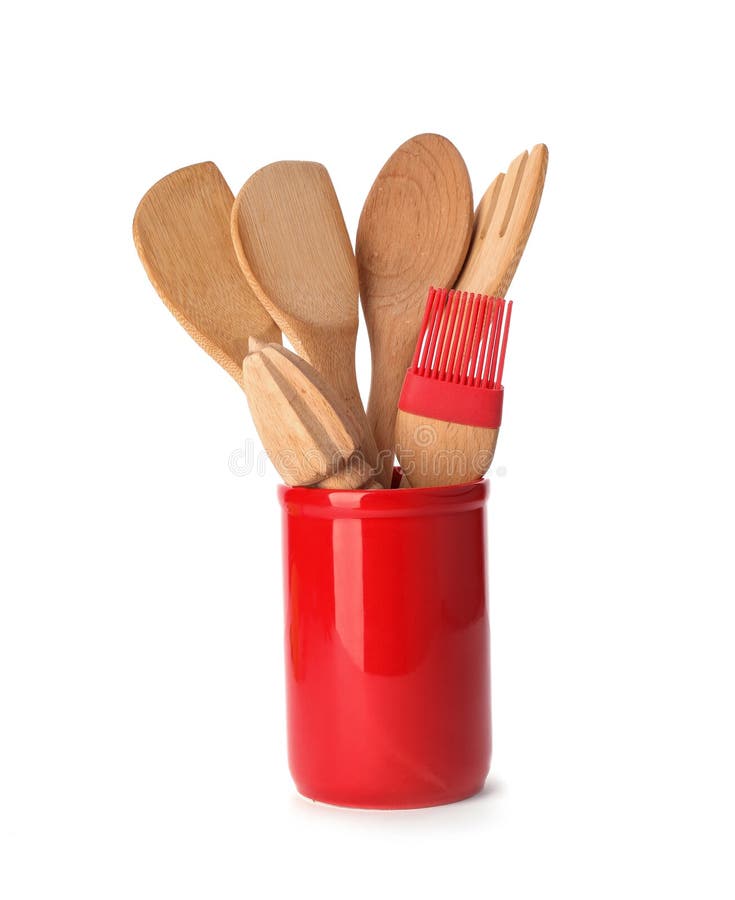 Kitchen Utensils Made Of Bamboo In Stand Stock Photo Image of house