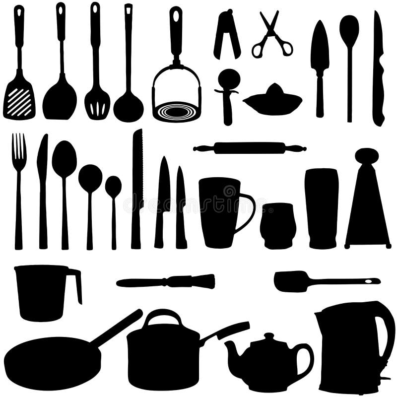 Kitchen Utensils Silhouette Stock Illustration Illustration of