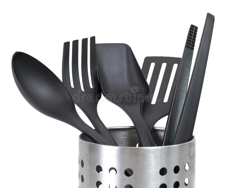 Kitchen utensils in a utensil holder