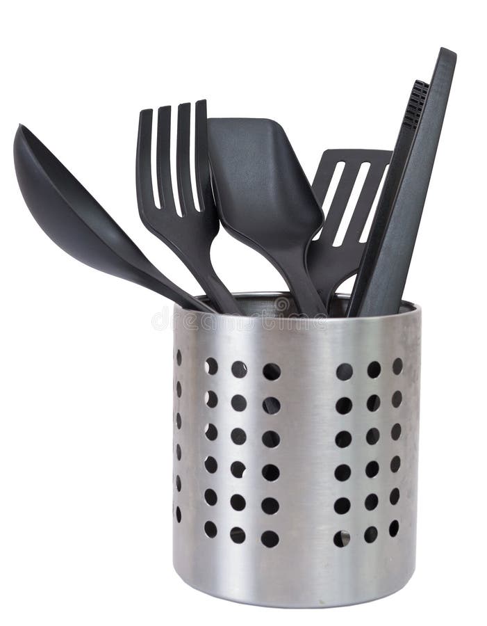 Kitchen utensils in a utensil holder