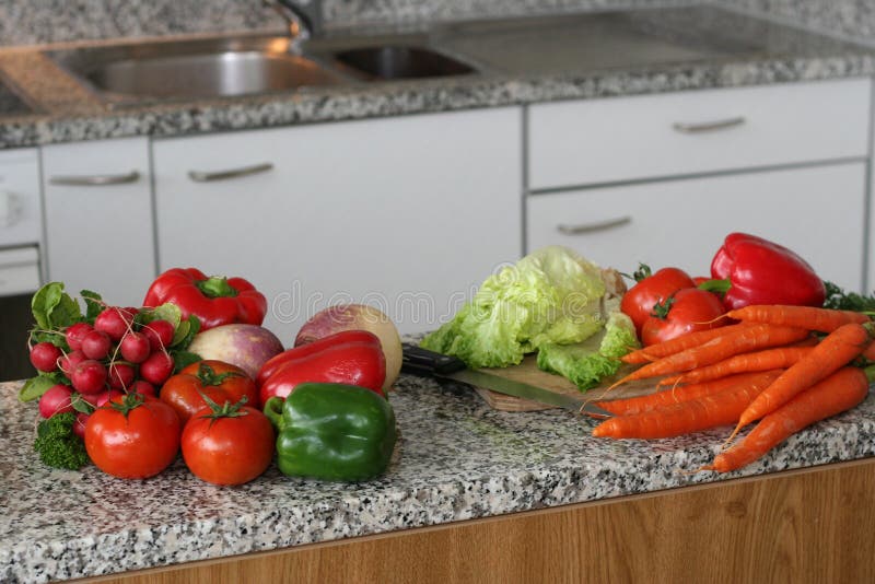 Kitchen with vegetables