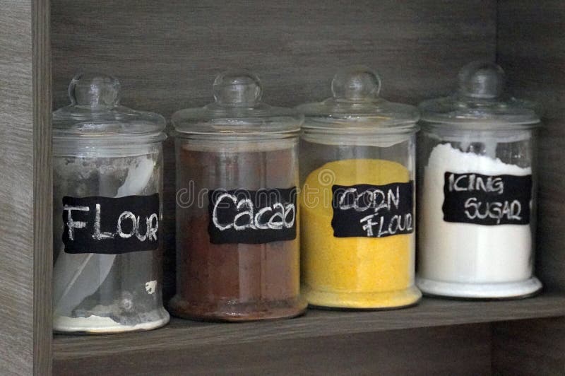 Kitchen View, Ingredients Containers Stock Image Image of grain