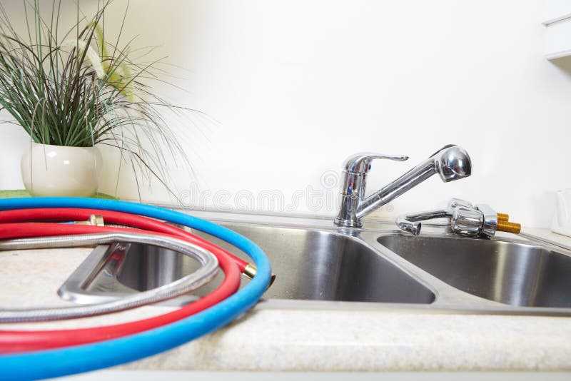 Kitchen Water Tap and Sink. Stock Photo Image of work, kitchen 48046036
