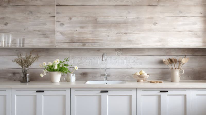 Kitchen whitewashed wood panel vector illustration