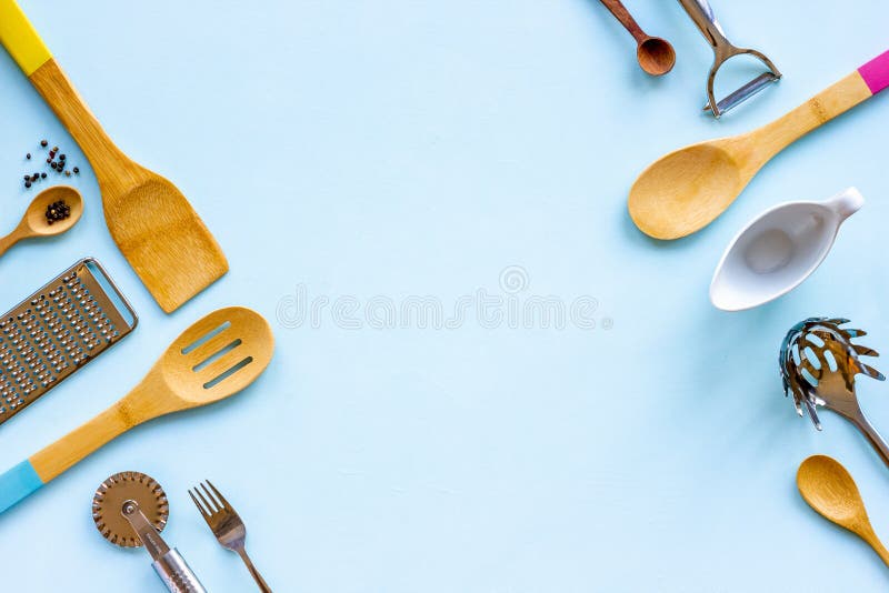 Kitchenware Cooking Tools and Utensils. Cooking Background, Flat Lay